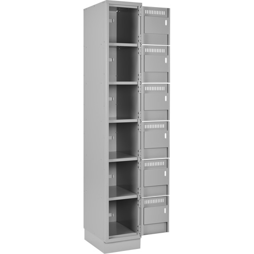 Clean Line Lockerette, 6 -tier, Bank of 3, 36" x 18" x 76", Steel, Grey, Rivet (Assembled) Moffatt Supply & Specialties