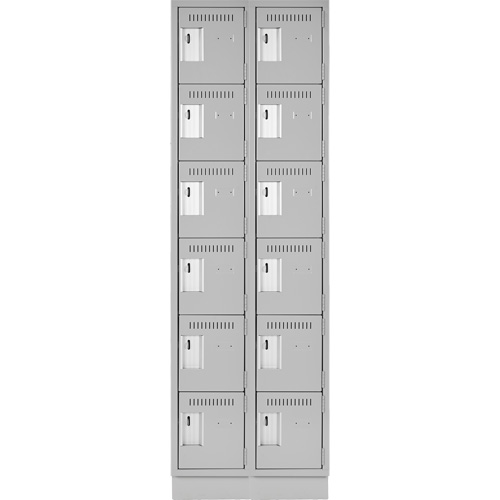 Clean Line Lockerette, 6 -tier, Bank of 2, 24" x 18" x 76", Steel, Grey, Rivet (Assembled) Moffatt Supply & Specialties