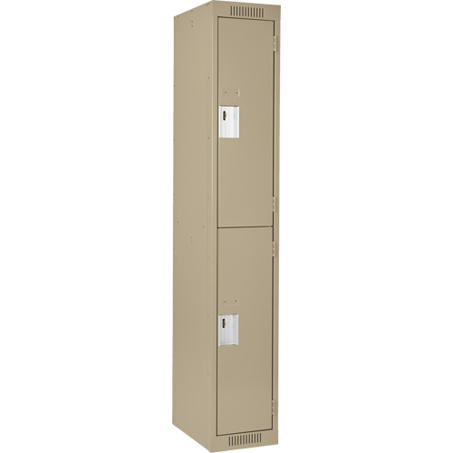Clean Line Lockers, 2 -tier, 12" x 18" x 72", Steel, Beige, Rivet (Assembled) Moffatt Supply & Specialties
