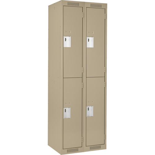 Clean Line Lockers, 2 -tier, Bank of 2, 24" x 18" x 72", Steel, Beige, Rivet (Assembled) Moffatt Supply & Specialties