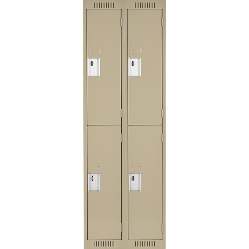 Clean Line Lockers, 2 -tier, Bank of 2, 24" x 18" x 72", Steel, Beige, Rivet (Assembled) Moffatt Supply & Specialties