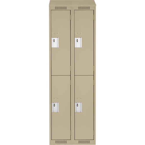 Clean Line Lockers, 2 -tier, Bank of 2, 24" x 18" x 78", Steel, Beige, Rivet (Assembled) Moffatt Supply & Specialties