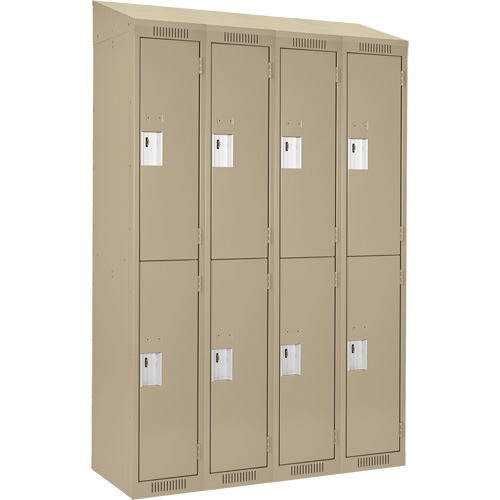 Clean Line Lockers, 2 -tier, Bank of 4, 48" x 18" x 78", Steel, Beige, Rivet (Assembled) Moffatt Supply & Specialties