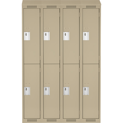 Clean Line Lockers, 2 -tier, Bank of 4, 48" x 18" x 78", Steel, Beige, Rivet (Assembled) Moffatt Supply & Specialties
