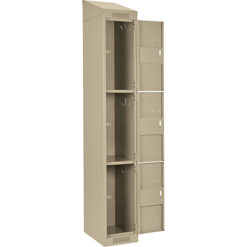 Clean Line Lockers, 3 -tier, Bank of 4, 48" x 18" x 78", Steel, Beige, Rivet (Assembled) Moffatt Supply & Specialties