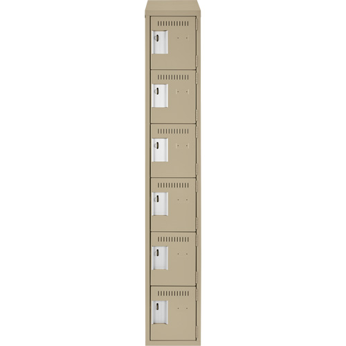 Clean Line Lockerette, 6 -tier, 12" x 18" x 78", Steel, Beige, Rivet (Assembled) Moffatt Supply & Specialties