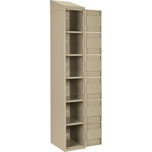 Clean Line Lockerette, 6 -tier, Bank of 4, 48" x 18" x 78", Steel, Beige, Rivet (Assembled) Moffatt Supply & Specialties
