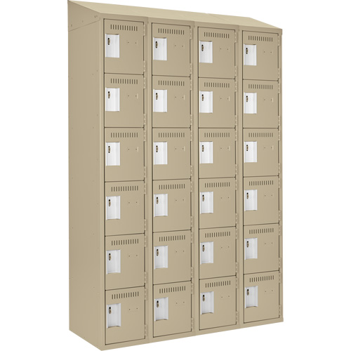 Clean Line Lockerette, 6 -tier, Bank of 4, 48" x 18" x 78", Steel, Beige, Rivet (Assembled) Moffatt Supply & Specialties