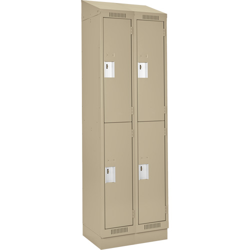 Clean Line Lockers, 2 -tier, Bank of 2, 24" x 18" x 82", Steel, Beige, Rivet (Assembled) Moffatt Supply & Specialties