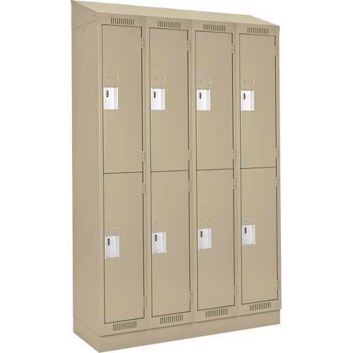 Clean Line Lockers, 2 -tier, Bank of 4, 48" x 18" x 82", Steel, Beige, Rivet (Assembled) Moffatt Supply & Specialties