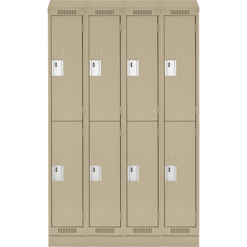 Clean Line Lockers, 2 -tier, Bank of 4, 48" x 18" x 82", Steel, Beige, Rivet (Assembled) Moffatt Supply & Specialties
