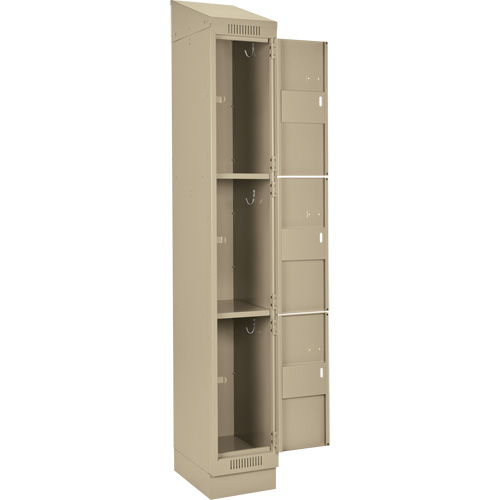 Clean Line Lockers, 3 -tier, Bank of 4, 48" x 18" x 82", Steel, Beige, Rivet (Assembled) Moffatt Supply & Specialties