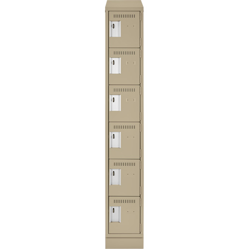 Clean Line Lockerette , 6 -tier, 12" x 18" x 82", Steel, Beige, Rivet (Assembled) Moffatt Supply & Specialties