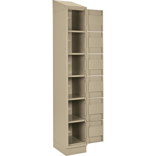 Clean Line Lockerette , 6 -tier, Bank of 4, 48" x 18" x 82", Steel, Beige, Rivet (Assembled) Moffatt Supply & Specialties