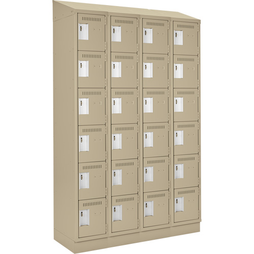Clean Line Lockerette , 6 -tier, Bank of 4, 48" x 18" x 82", Steel, Beige, Rivet (Assembled) Moffatt Supply & Specialties