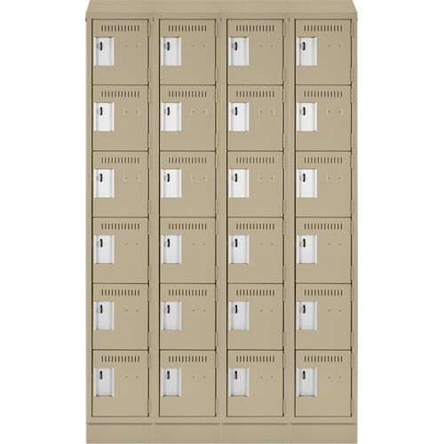 Clean Line Lockerette , 6 -tier, Bank of 4, 48" x 18" x 82", Steel, Beige, Rivet (Assembled) Moffatt Supply & Specialties