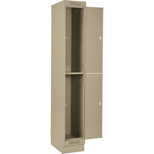 Clean Line Lockers, 2 -tier, Bank of 3, 36" x 18" x 76", Steel, Beige, Rivet (Assembled) Moffatt Supply & Specialties