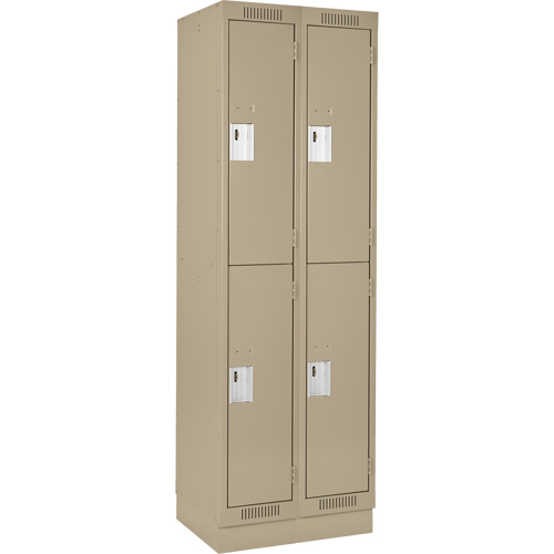 Clean Line Lockers, 2 -tier, Bank of 2, 24" x 18" x 76", Steel, Beige, Rivet (Assembled) Moffatt Supply & Specialties