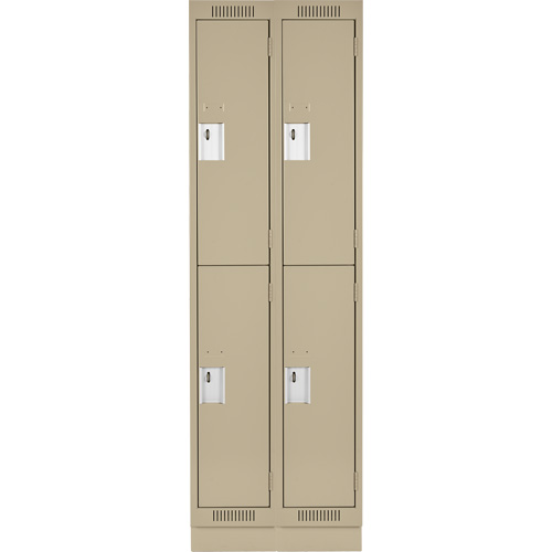 Clean Line Lockers, 2 -tier, Bank of 2, 24" x 18" x 76", Steel, Beige, Rivet (Assembled) Moffatt Supply & Specialties