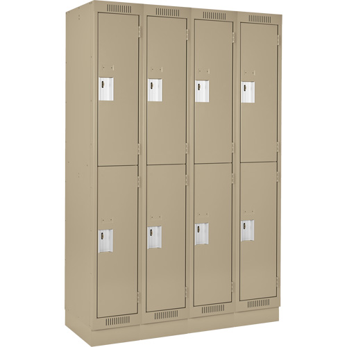 Clean Line Lockers, 2 -tier, Bank of 4, 48" x 18" x 76", Steel, Beige, Rivet (Assembled) Moffatt Supply & Specialties