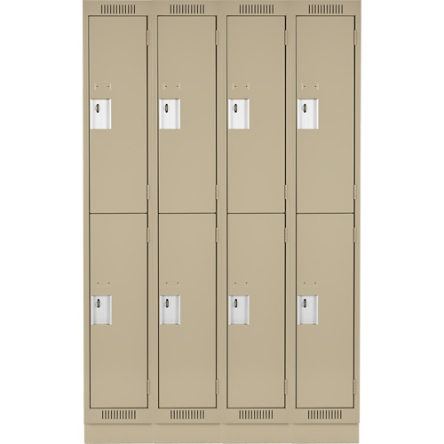 Clean Line Lockers, 2 -tier, Bank of 4, 48" x 18" x 76", Steel, Beige, Rivet (Assembled) Moffatt Supply & Specialties