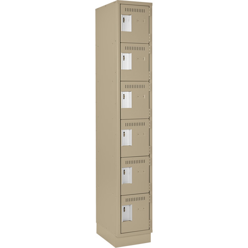 Clean Line Lockerette, 6 -tier, 12" x 18" x 76", Steel, Beige, Rivet (Assembled) Moffatt Supply & Specialties