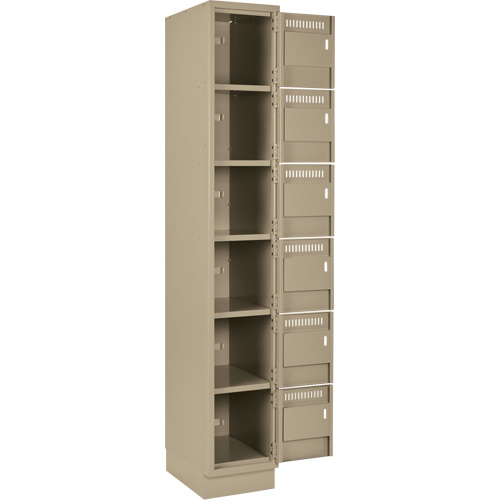 Clean Line Lockerette, 6 -tier, Bank of 4, 48" x 18" x 76", Steel, Beige, Rivet (Assembled) Moffatt Supply & Specialties
