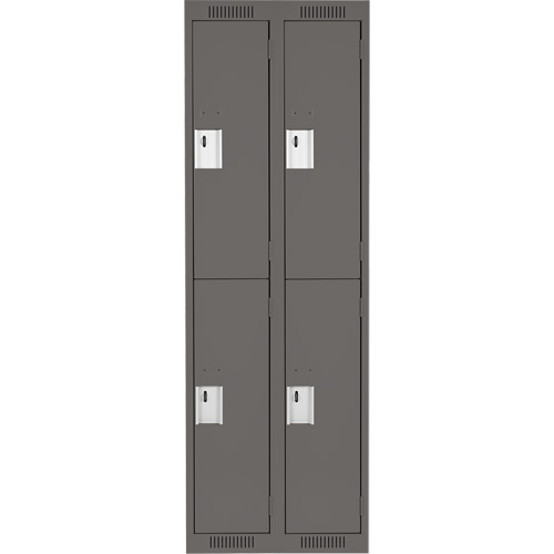 Clean Line Lockers, 2 -tier, Bank of 2, 24" x 18" x 72", Steel, Charcoal, Rivet (Assembled) Moffatt Supply & Specialties