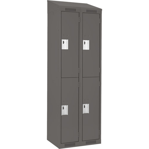 Clean Line Lockers, 2 -tier, Bank of 2, 24" x 18" x 78", Steel, Charcoal, Rivet (Assembled) Moffatt Supply & Specialties