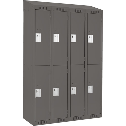 Clean Line Lockers, 2 -tier, Bank of 4, 48" x 18" x 78", Steel, Charcoal, Rivet (Assembled) Moffatt Supply & Specialties