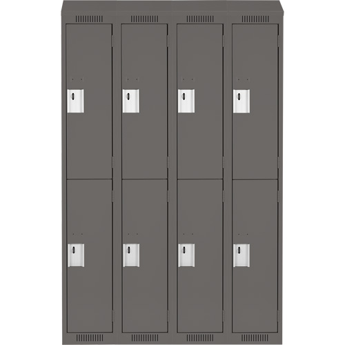 Clean Line Lockers, 2 -tier, Bank of 4, 48" x 18" x 78", Steel, Charcoal, Rivet (Assembled) Moffatt Supply & Specialties
