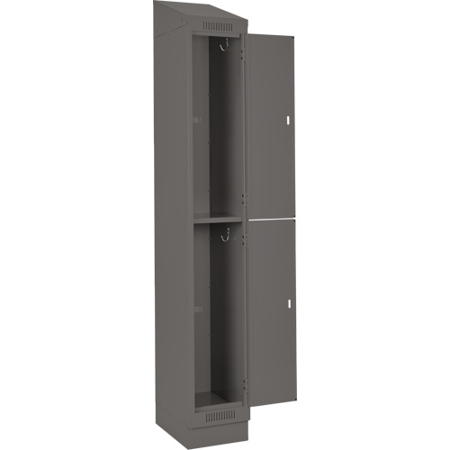 Clean Line Lockers, 2 -tier, Bank of 3, 36" x 18" x 82", Steel, Charcoal, Rivet (Assembled) Moffatt Supply & Specialties