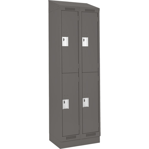 Clean Line Lockers, 2 -tier, Bank of 2, 24" x 18" x 82", Steel, Charcoal, Rivet (Assembled) Moffatt Supply & Specialties