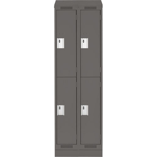 Clean Line Lockers, 2 -tier, Bank of 2, 24" x 18" x 82", Steel, Charcoal, Rivet (Assembled) Moffatt Supply & Specialties