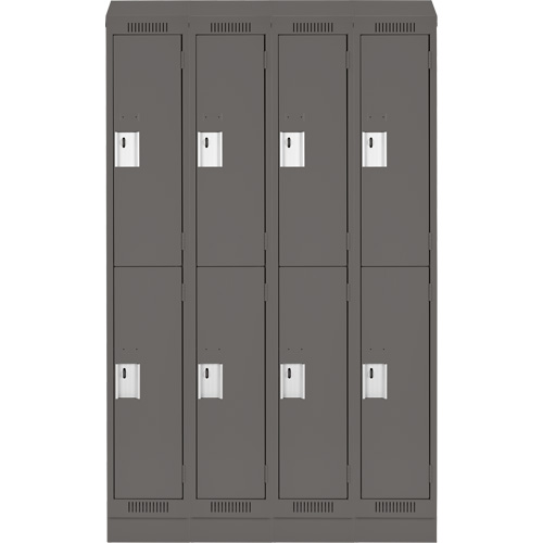 Clean Line Lockers, 2 -tier, Bank of 4, 48" x 18" x 82", Steel, Charcoal, Rivet (Assembled) Moffatt Supply & Specialties