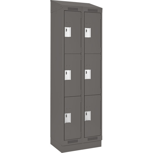Casiers Clean Line, 3 niveaux, Bloc de 2, 24" x 18" x 82", Acier, Charbon, Rivet (assembl&eacute;) Moffatt Supply & Specialties