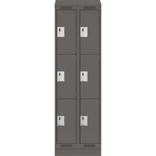 Casiers Clean Line, 3 niveaux, Bloc de 2, 24" x 18" x 82", Acier, Charbon, Rivet (assembl&eacute;) Moffatt Supply & Specialties