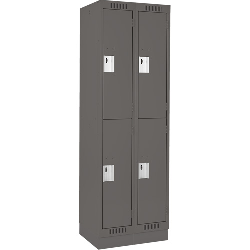 Clean Line Lockers, 2 -tier, Bank of 2, 24" x 18" x 76", Steel, Charcoal, Rivet (Assembled) Moffatt Supply & Specialties