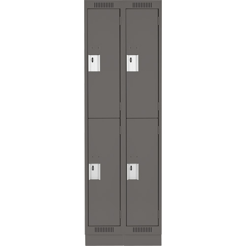 Clean Line Lockers, 2 -tier, Bank of 2, 24" x 18" x 76", Steel, Charcoal, Rivet (Assembled) Moffatt Supply & Specialties