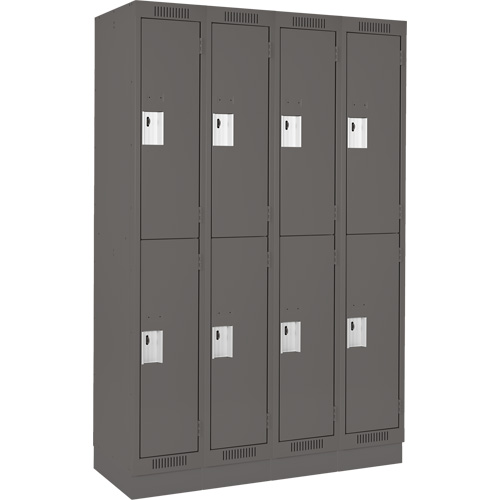 Clean Line Lockers, 2 -tier, Bank of 4, 48" x 18" x 76", Steel, Charcoal, Rivet (Assembled) Moffatt Supply & Specialties