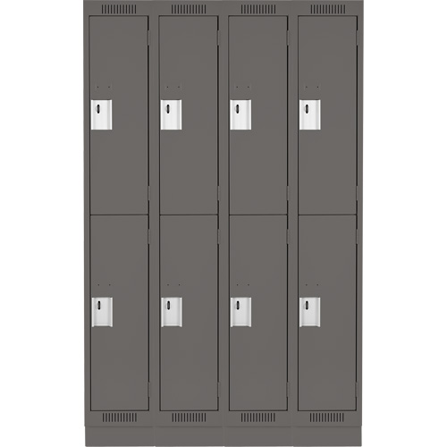 Clean Line Lockers, 2 -tier, Bank of 4, 48" x 18" x 76", Steel, Charcoal, Rivet (Assembled) Moffatt Supply & Specialties