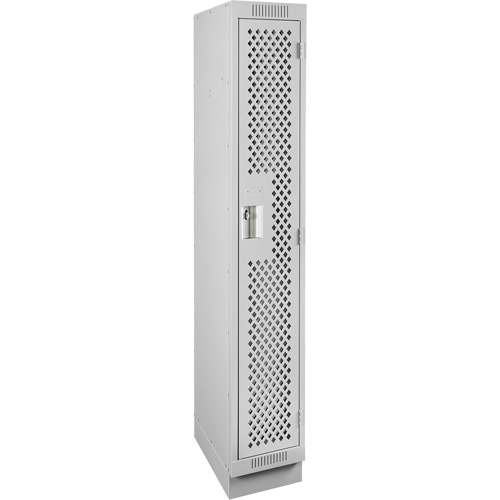 Clean Line Lockers, 12" x 15" x 76", Steel, Grey, Rivet (Assembled), Perforated Moffatt Supply & Specialties