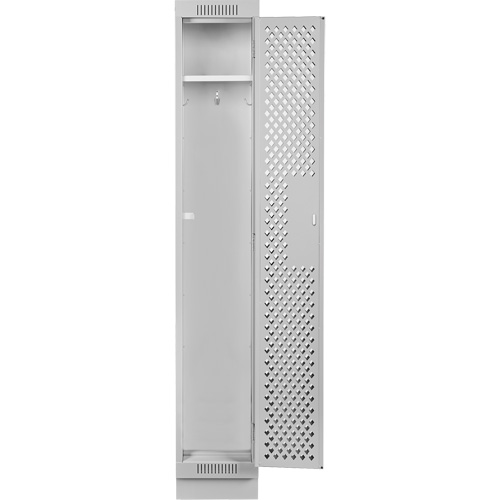 Clean Line Lockers, 12" x 15" x 76", Steel, Grey, Rivet (Assembled), Perforated Moffatt Supply & Specialties