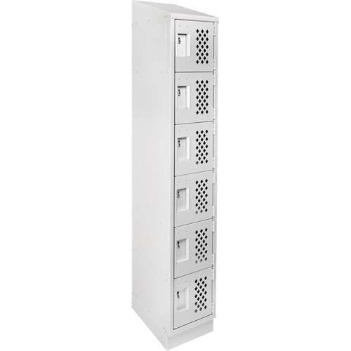Assembled Lockerettes Clean Line Perforated Economy Lockers, 6 -tier, 18" x 72" x 12", Steel Moffatt Supply & Specialties