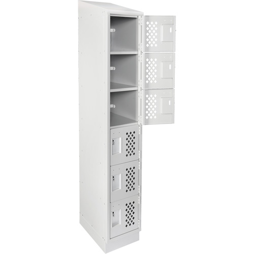 Assembled Lockerettes Clean Line Perforated Economy Lockers, 6 -tier, 18" x 72" x 12", Steel Moffatt Supply & Specialties