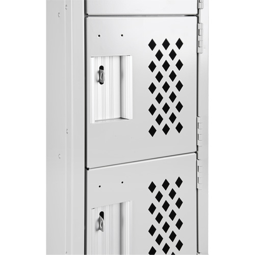 Assembled Clean Line Perforated Economy Lockers, 6 -tier, Bank of 4, 18" x 72" x 12", Steel Moffatt Supply & Specialties