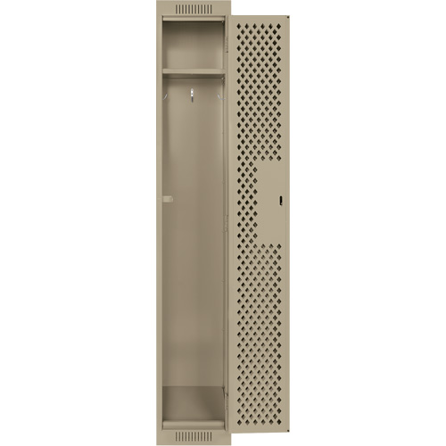 Clean Line Lockers, 12" x 15" x 72", Steel, Beige, Rivet (Assembled), Perforated Moffatt Supply & Specialties