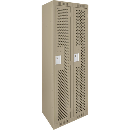 Clean Line Lockers, Bank of 2, 24" x 12" x 72", Steel, Beige, Rivet (Assembled), Perforated Moffatt Supply & Specialties