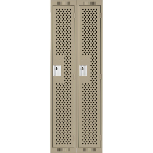 Clean Line Lockers, Bank of 2, 24" x 12" x 72", Steel, Beige, Rivet (Assembled), Perforated Moffatt Supply & Specialties
