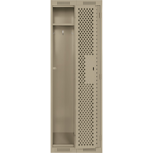 Clean Line Lockers, Bank of 2, 24" x 12" x 72", Steel, Beige, Rivet (Assembled), Perforated Moffatt Supply & Specialties